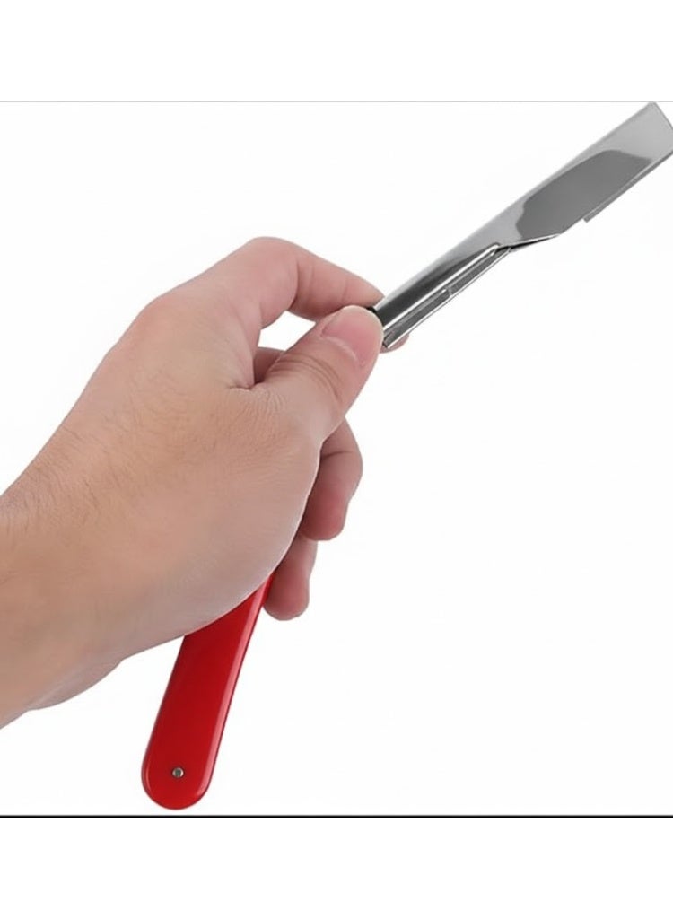 ماكينة حلاقة بحافة مستقيمة للرجال، مقبض قابل لتعديل الطول، مصنوع من البلاستيك والفولاذ المقاوم للصدأ بتصميم خفيف الوزن ومتين، متوفر بلون الاحمر - Image 2